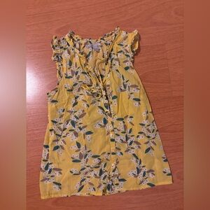 Yellow Floral Sleeveless Blouse